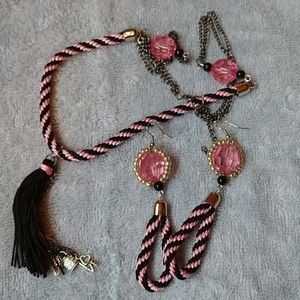 Aretes y collar tejidos con Kumihimo.♥️🌷